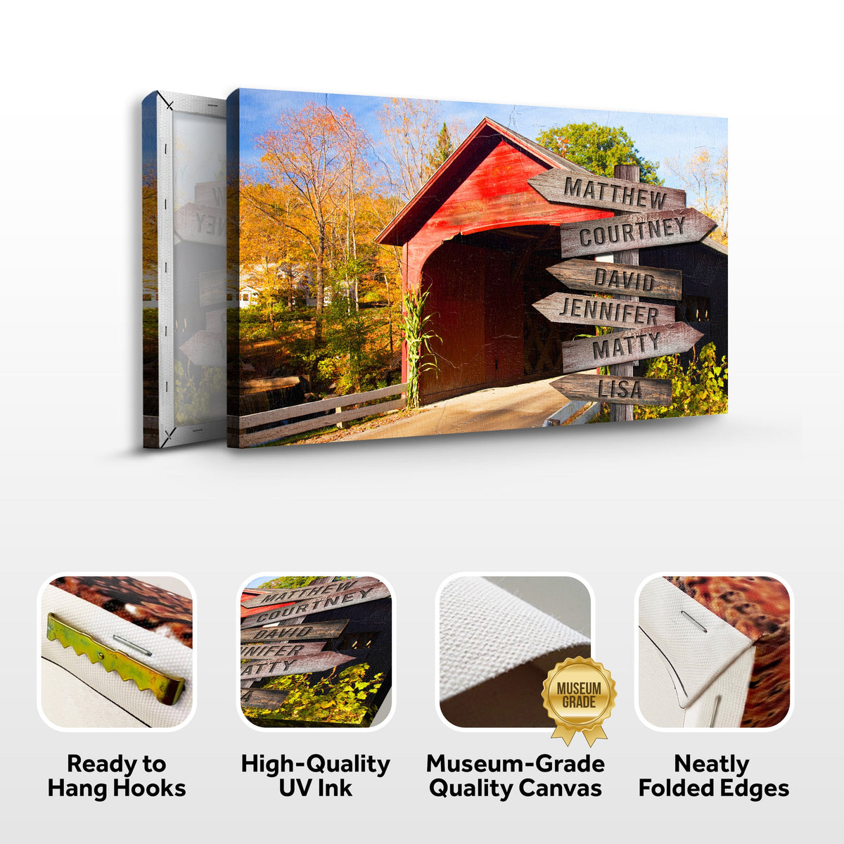 Cabin Woods Family Names Sign by Tailored Canvases