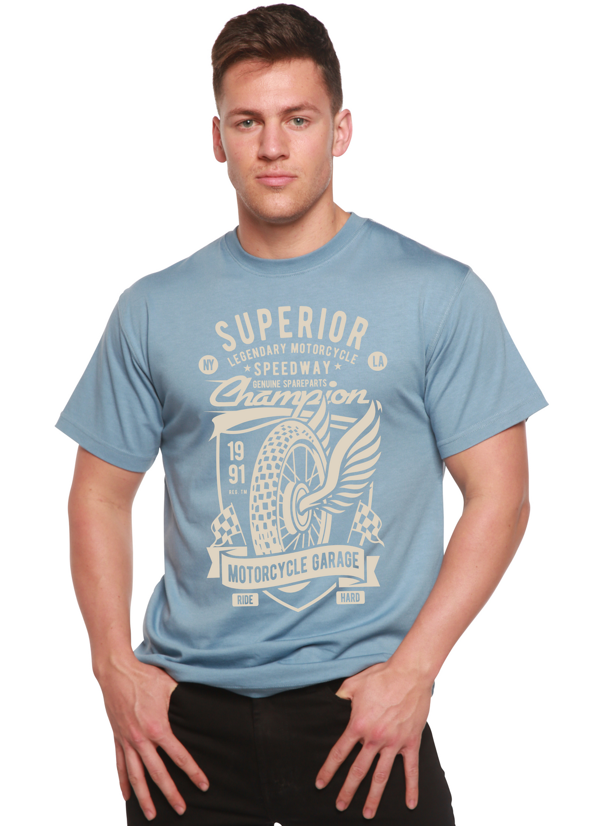 Superior Motorcycle men's bamboo graphic T-shirt – view 5