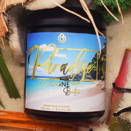 PARADISE – Luxury Fragrance Body Butter | Coconut, Vanilla & Amber Cologne Scent Hydrating Skin Butter | Cologne Butter by CB