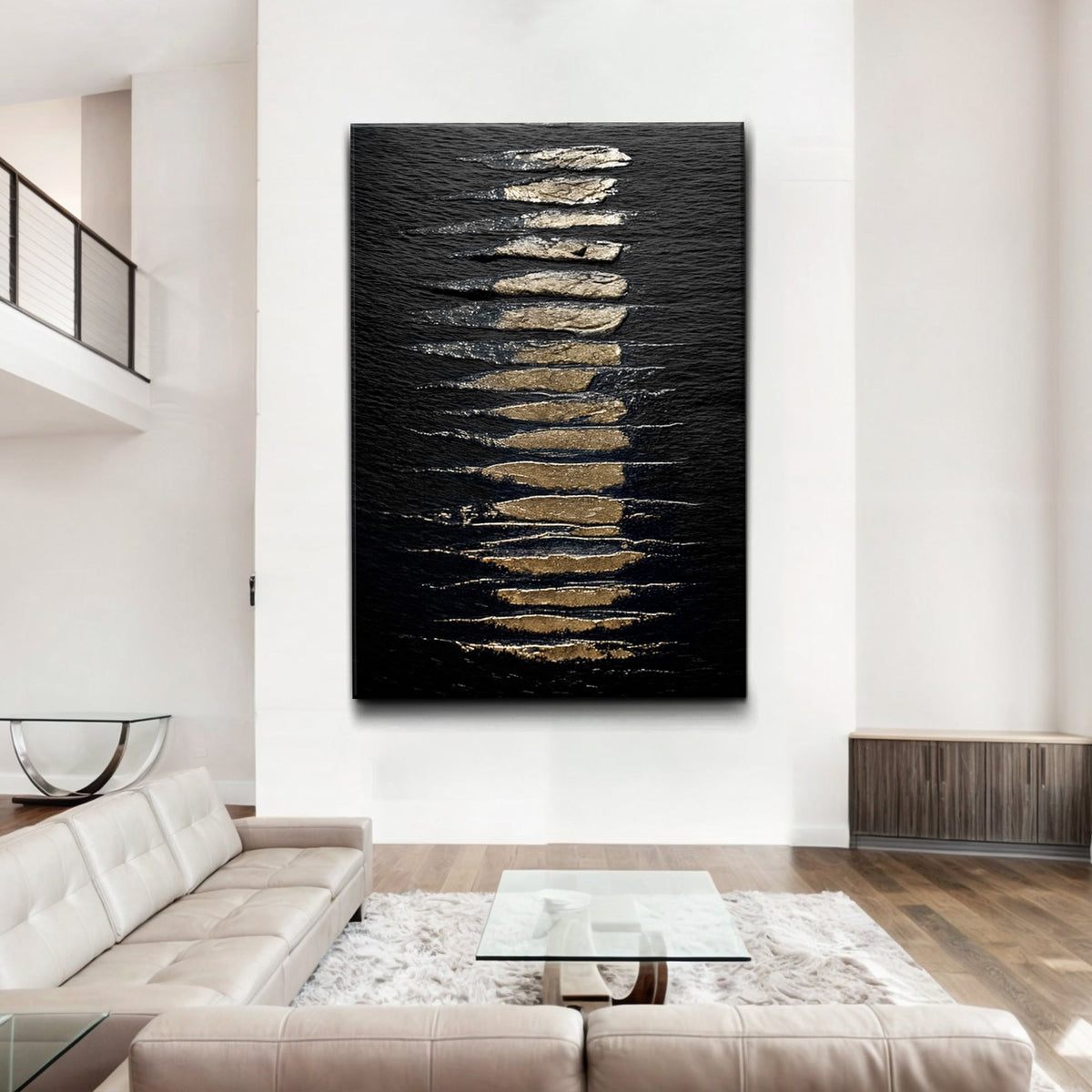 Black And Gold Abstract Minimalist Wall Art by Tailored Canvases