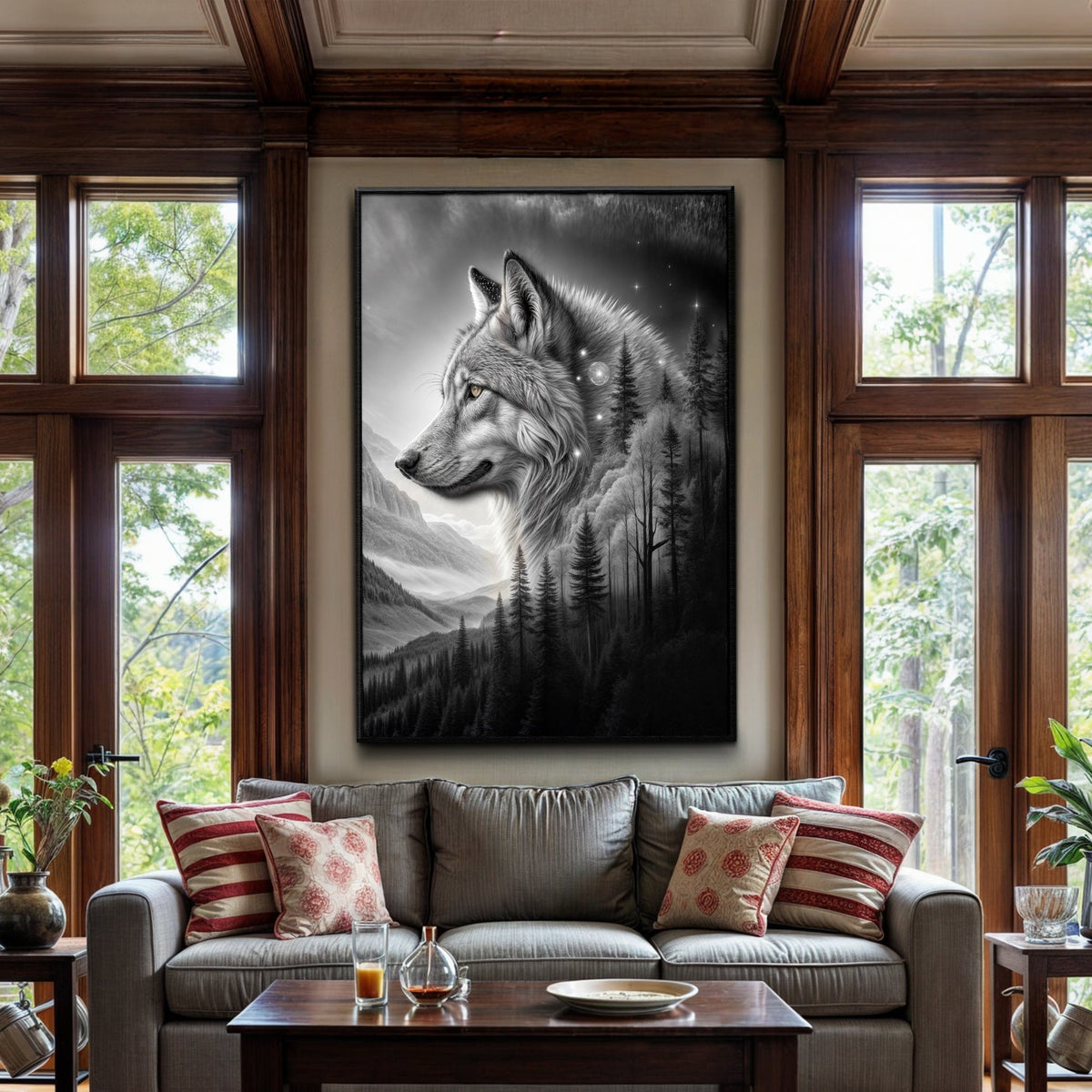 Wolf Double Exposure Wall Art II by Tailored Canvases