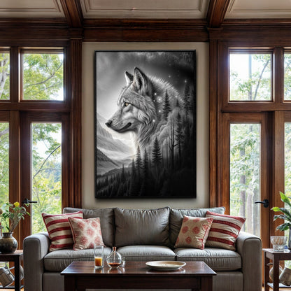 Wolf Double Exposure Wall Art II by Tailored Canvases