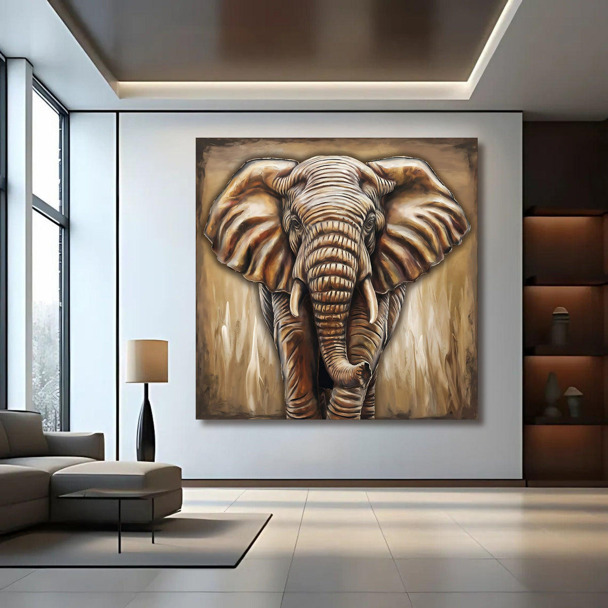 3D Elephant Wall Art canvas by Tailored Canvases, view 3