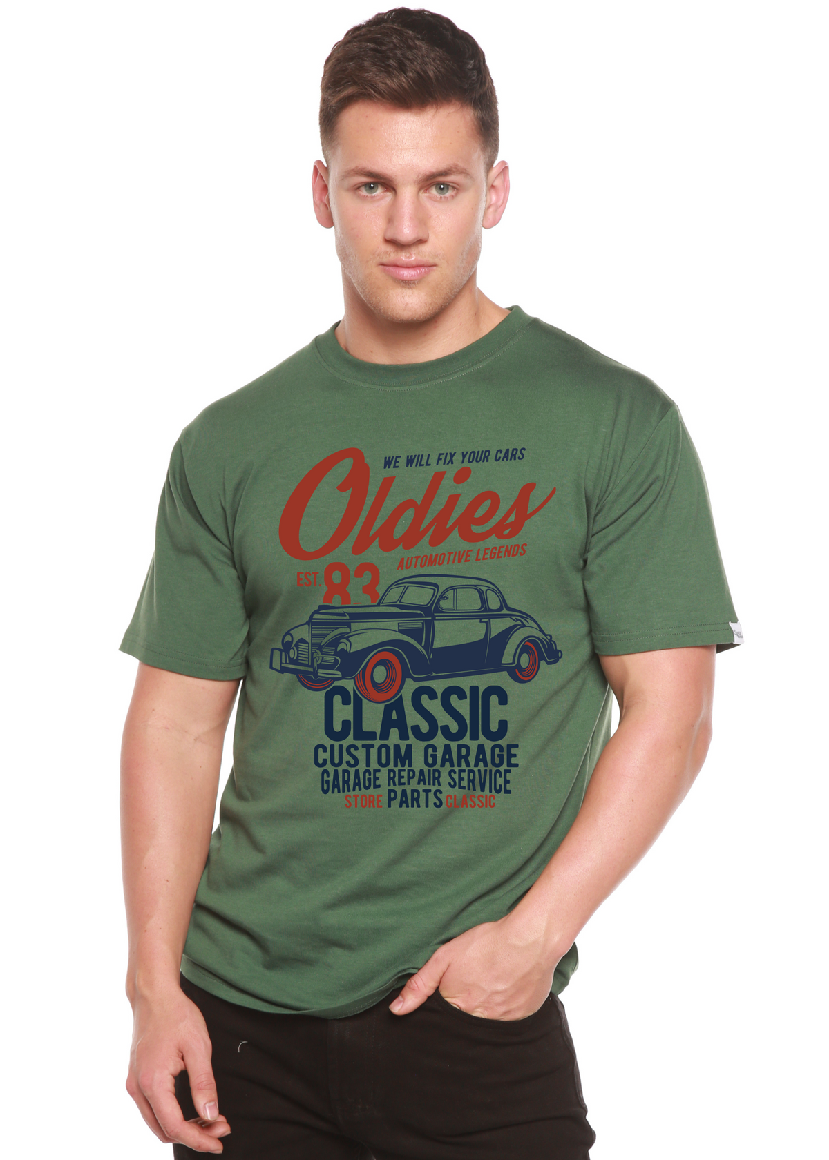 Oldies men's bamboo graphic T-shirt – view 6