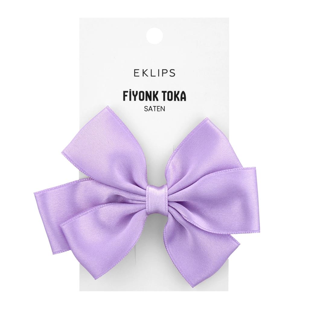 Eklips Purple Satin Bow Hair Clip Elegant Ribbon Accessory by Beauty Care Bag