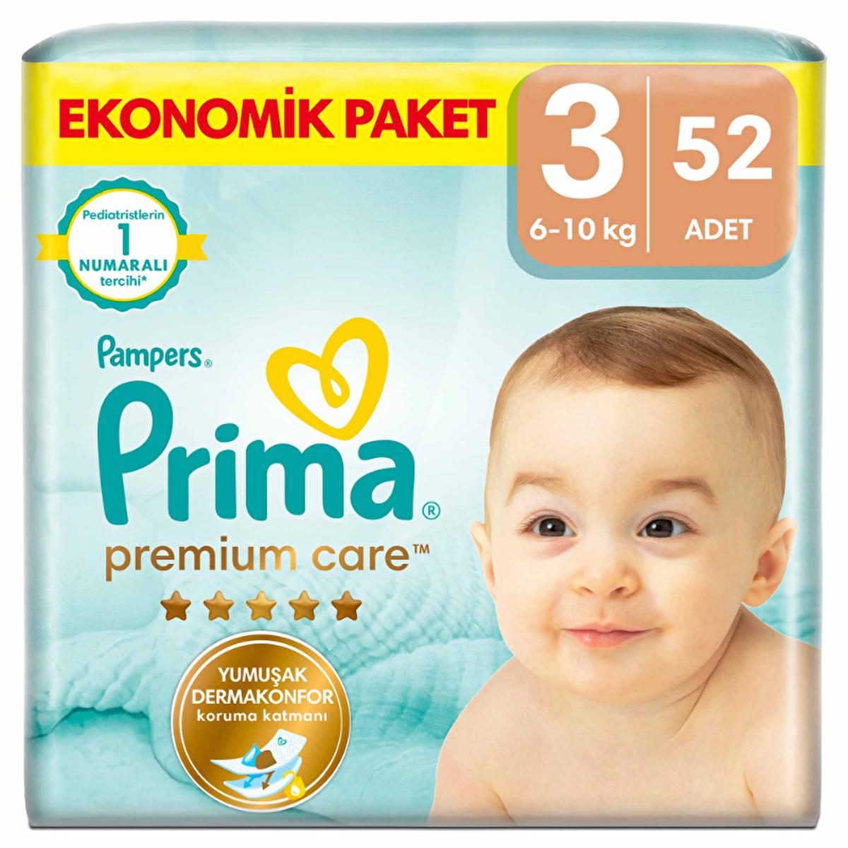 Prima Premium Care baby diapers, size 3, 52 count