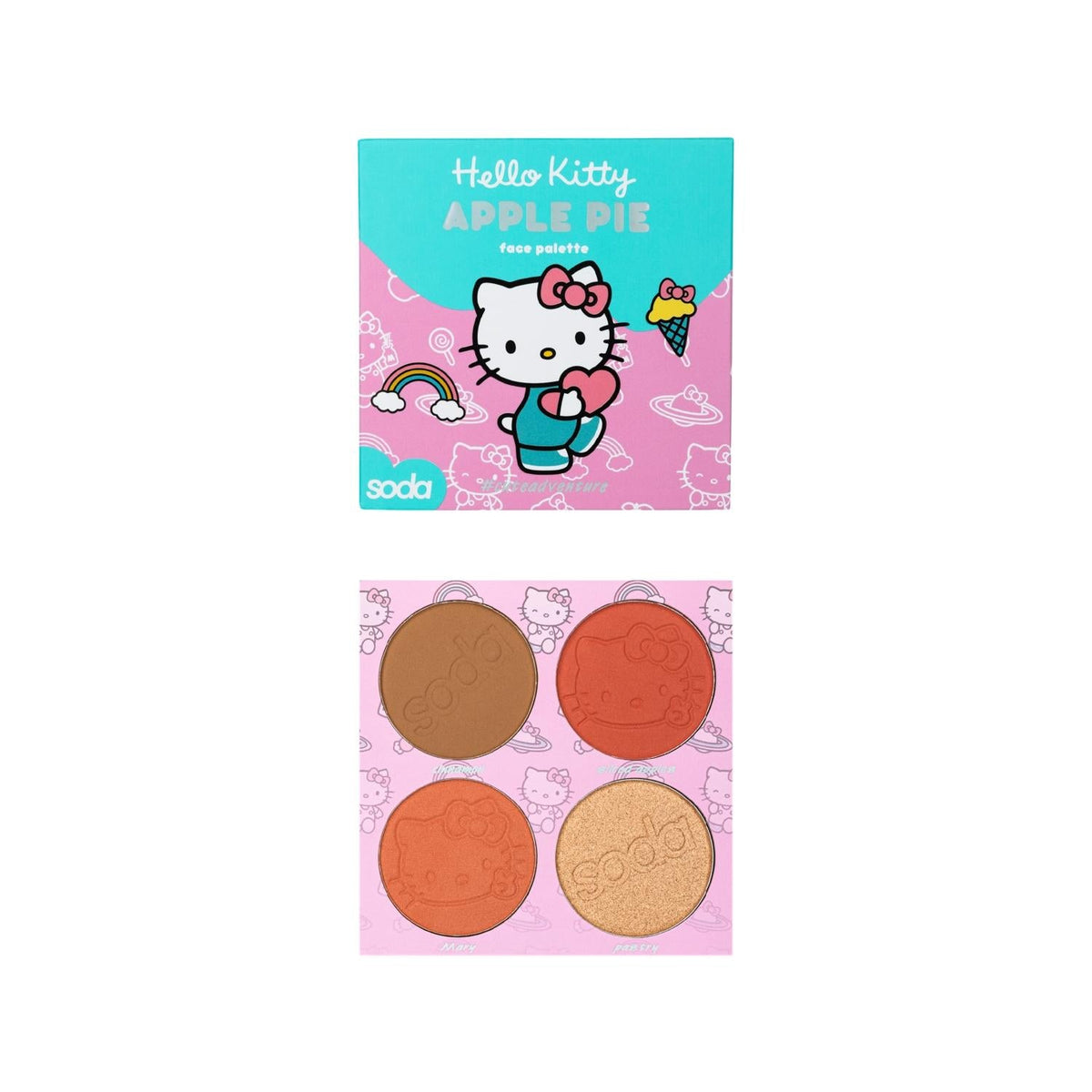 Soda Hello Kitty Apple Pie Makeup Palette - Compact, Portable Cosmetic Face Palette for Young Adults & Fans by Beauty Care Bag