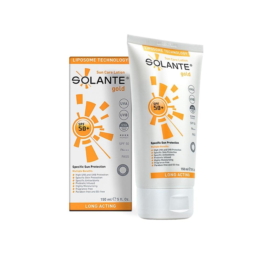 Solante Gold SPF 50+ Sunscreen Lotion - Vegan, Moisturizing, Dermatologically Tested - 5.07 fl oz by Beauty Care Bag