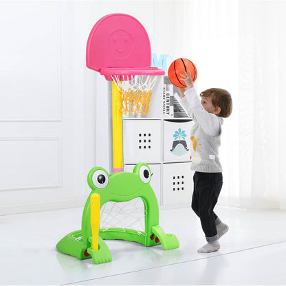 Frog-themed 3-in-1 kids basketball hoop set by GBruno Store