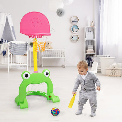 Frog-themed 3-in-1 kids basketball hoop set by GBruno Store, view 2