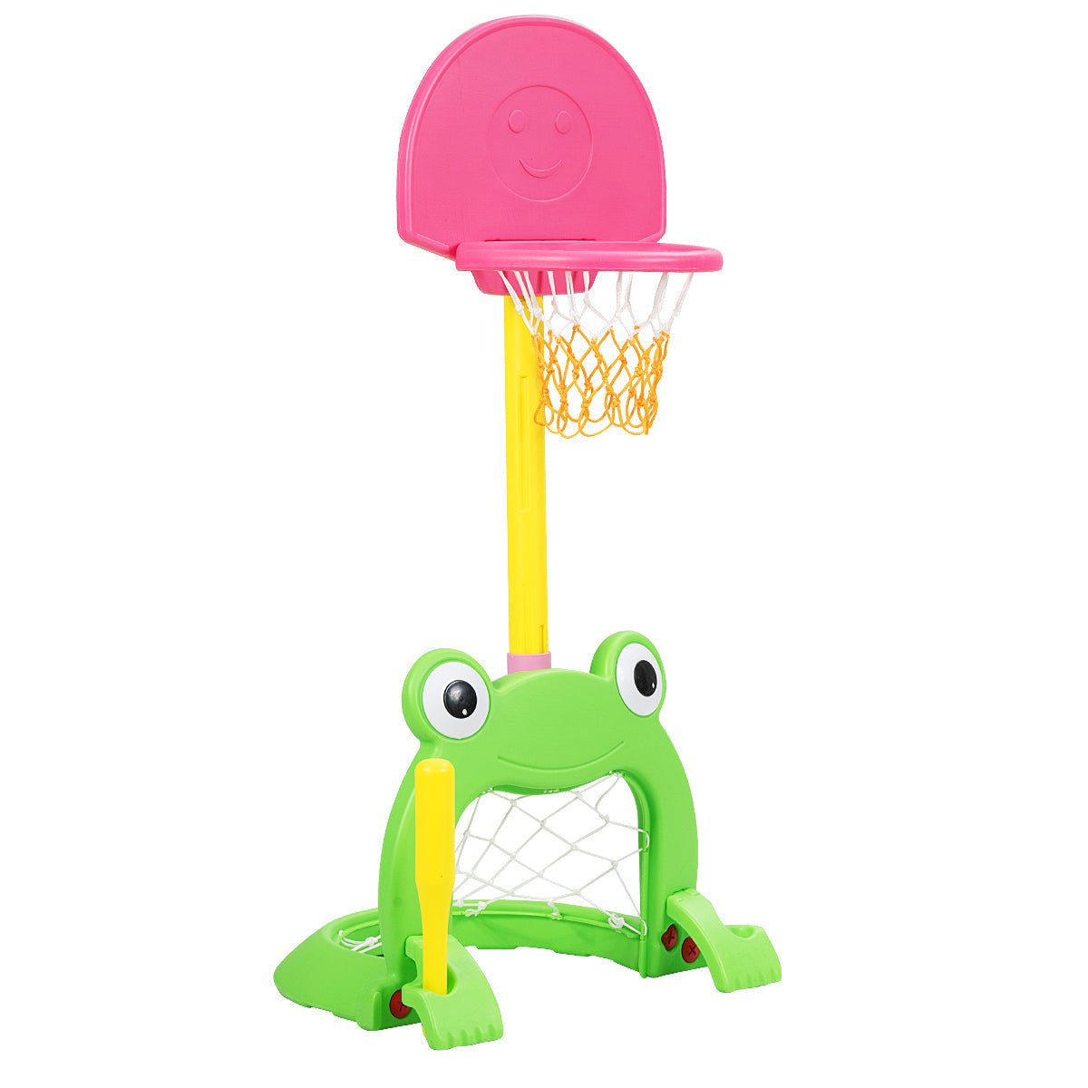 Frog-themed 3-in-1 kids basketball hoop set by GBruno Store, view 3