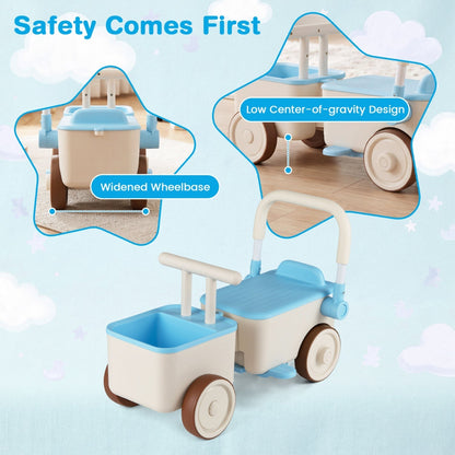 3-in-1 kids ride-on push car with tow rope and storage basket by GBruno Store, view 7