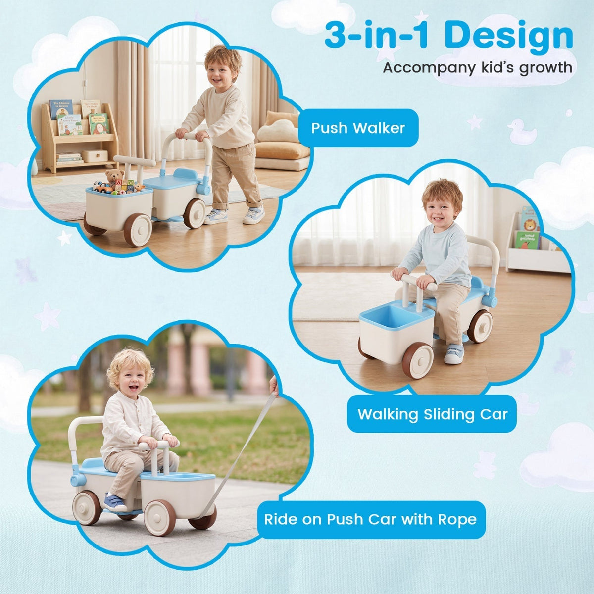 GBruno Store kids push walker car with storage basket, view 5