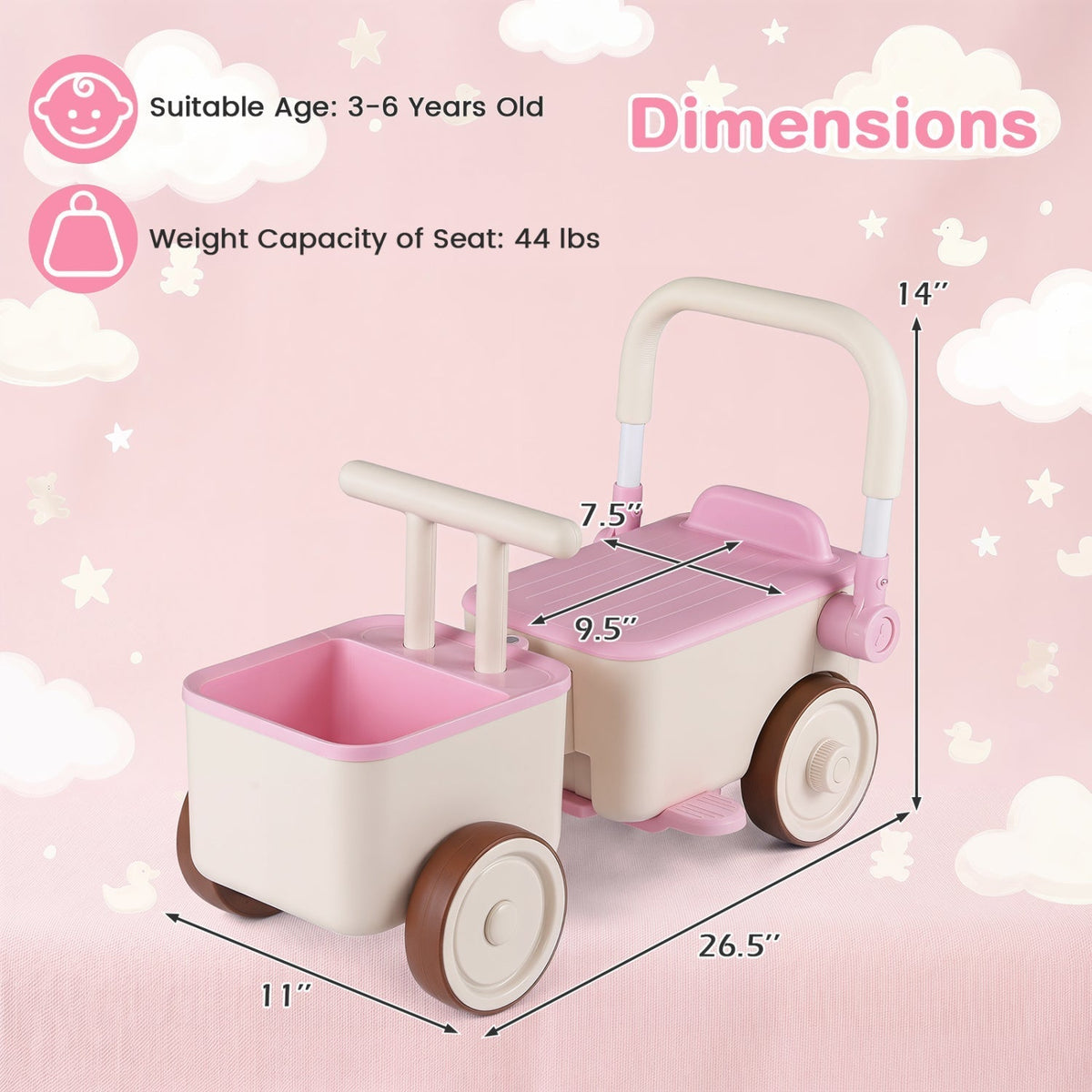 GBruno Store kids push walker car with storage basket, view 12