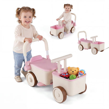 3-in-1 kids ride-on push car with tow rope and storage basket by GBruno Store, view 10