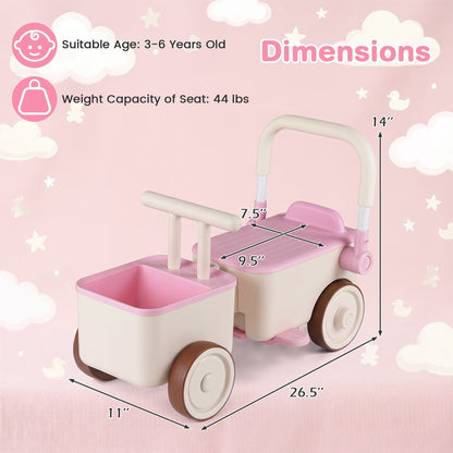 3-in-1 kids ride-on push car with tow rope and storage basket by GBruno Store, view 12