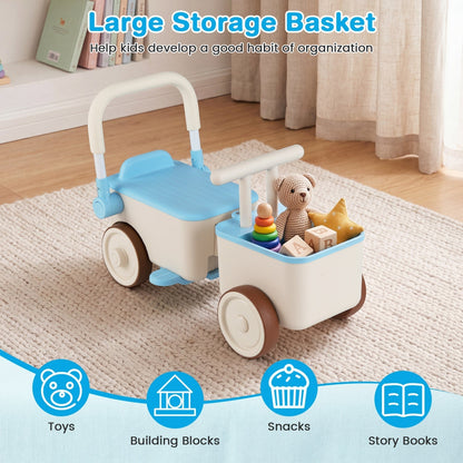 3-in-1 kids ride-on push car with tow rope and storage basket by GBruno Store, view 8