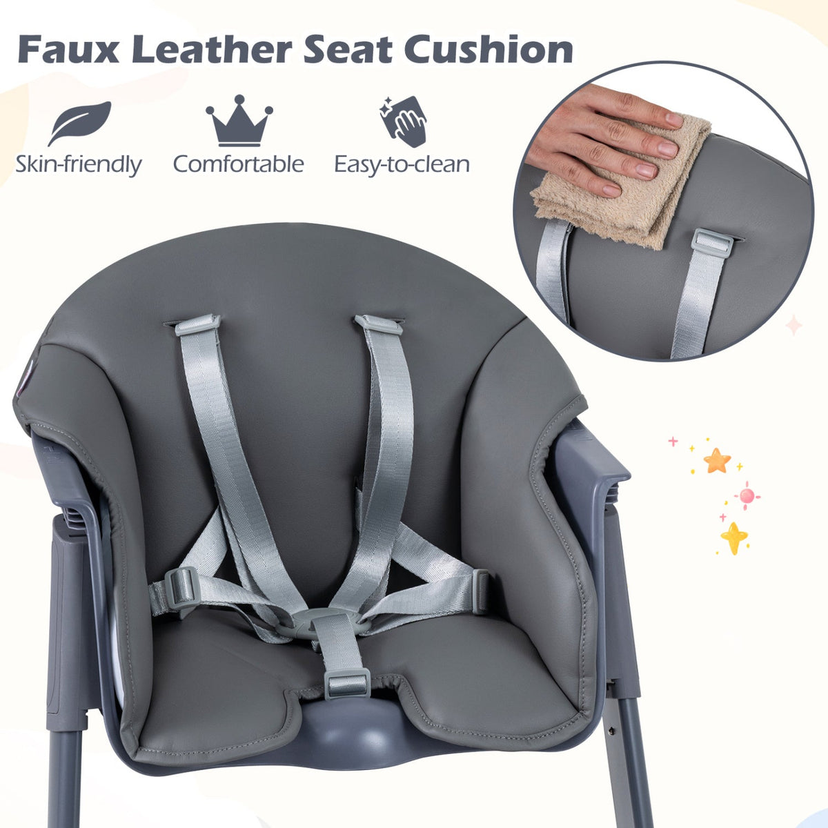 3-in-1 washable baby high chair with tray and footrest by GBruno Store, view 7