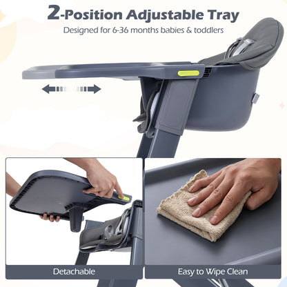 3-in-1 washable baby high chair with tray and footrest by GBruno Store, view 6