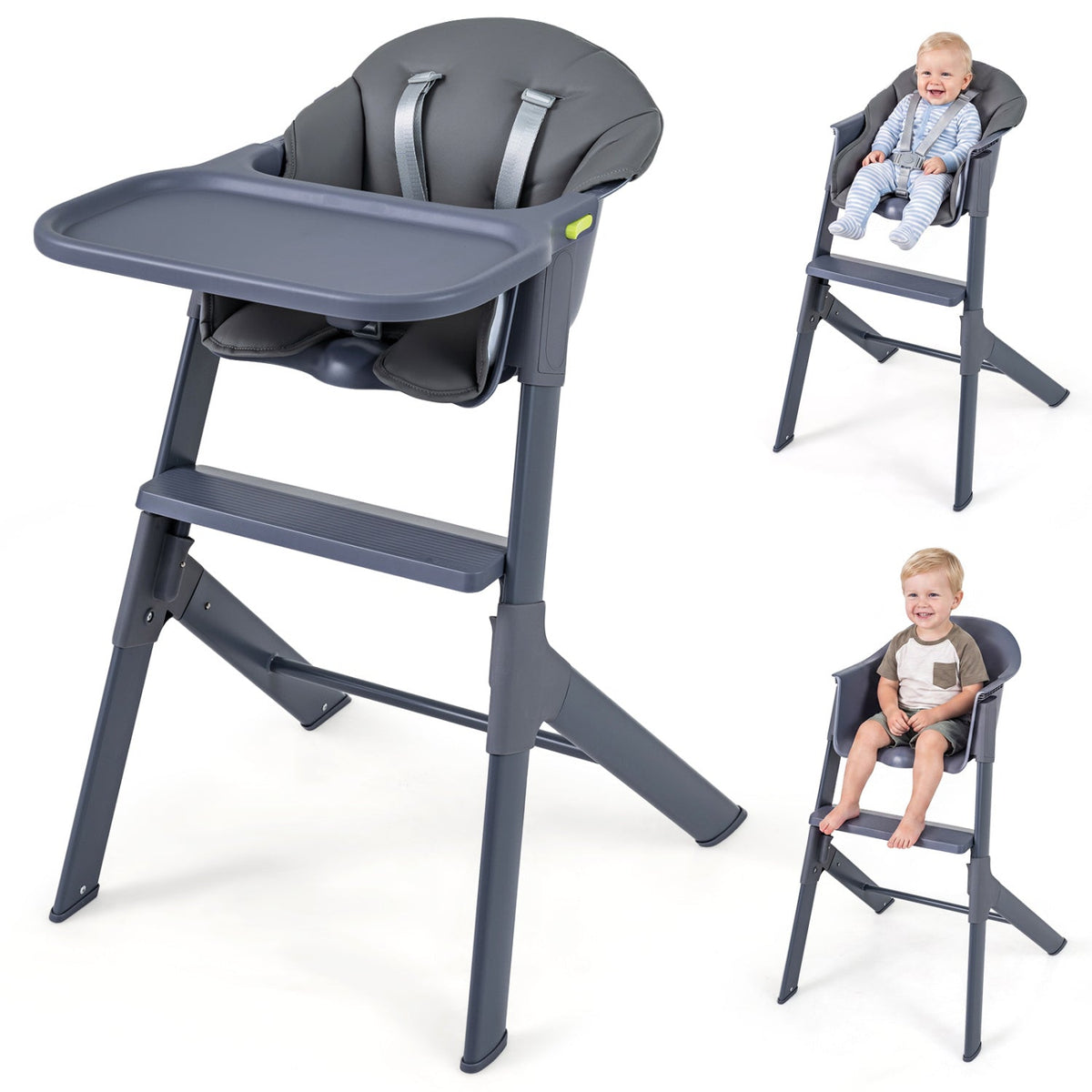 3-in-1 washable baby high chair with tray and footrest by GBruno Store, view 3