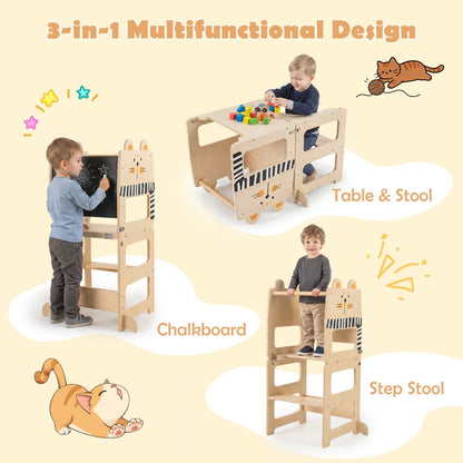 GBruno Store wooden toddler step stool in cat or fox style, view 8