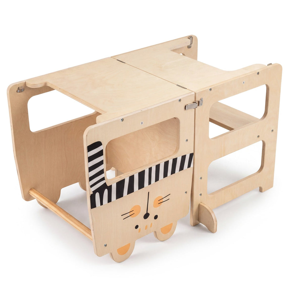GBruno Store wooden toddler step stool in cat or fox style, view 4