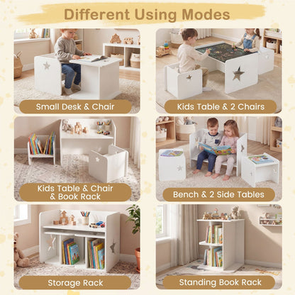 White 3-piece kids table and 2 chairs set by GBruno Store, view 6