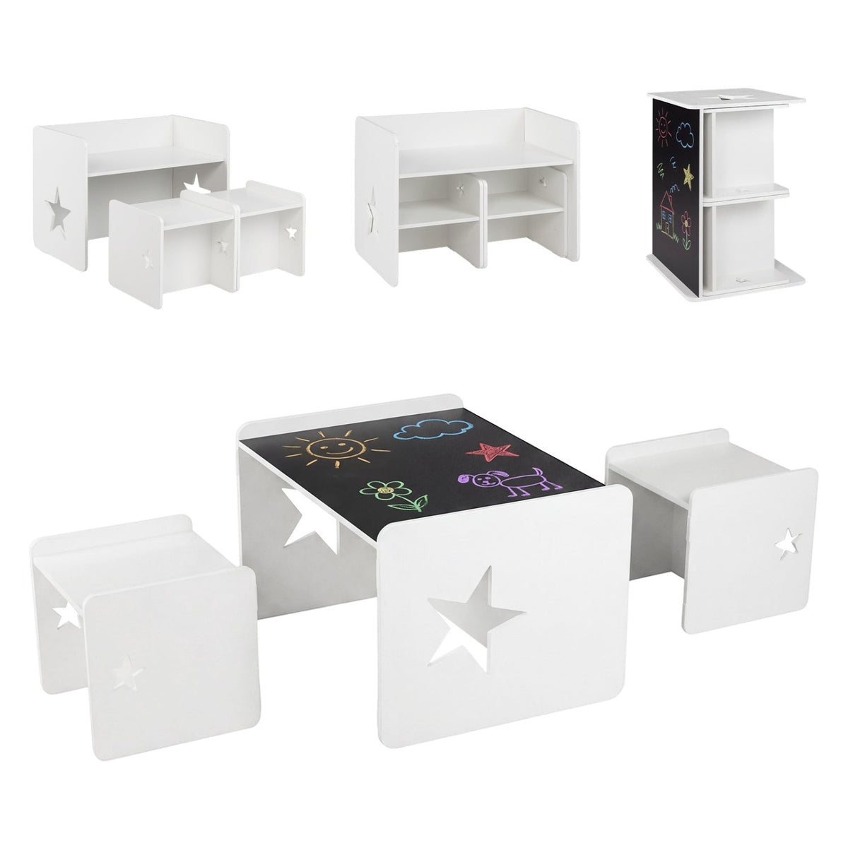 White 3-piece kids table and 2 chairs set by GBruno Store