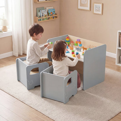 GBruno Store 3-piece toddler table and chairs set in gray or white, view 10
