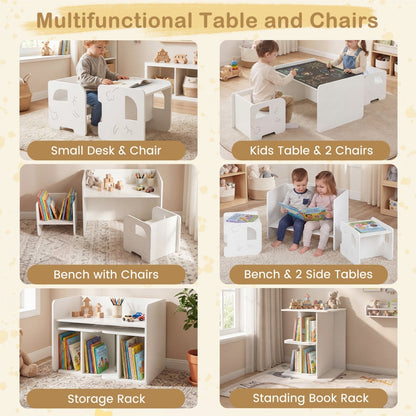 GBruno Store 3-piece toddler table and chairs set in gray or white, view 7