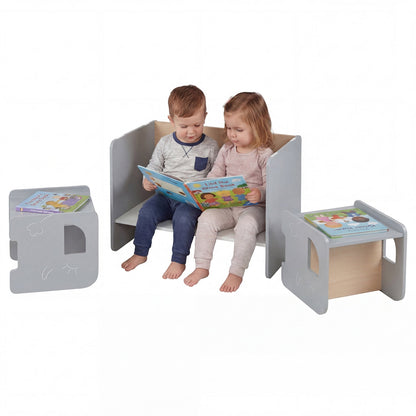 GBruno Store 3-piece toddler table and chairs set in gray or white, view 2
