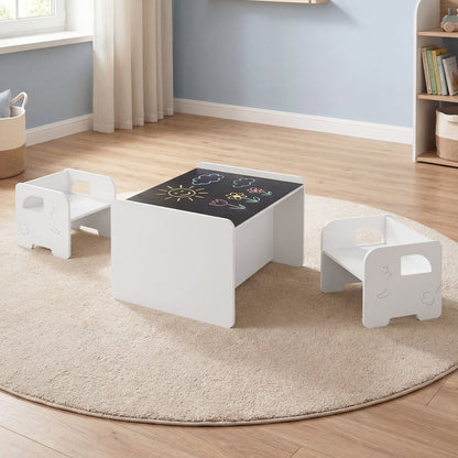 GBruno Store 3-piece toddler table and chairs set in gray or white, view 3