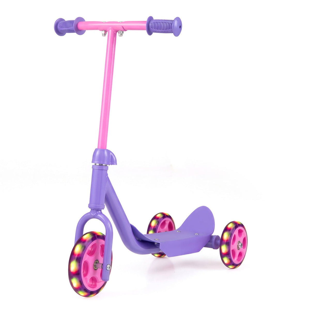GBruno Store 3-wheel toddler scooter with LED wheels in pink and purple