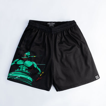 Hunter anime mesh shorts with sublimated design