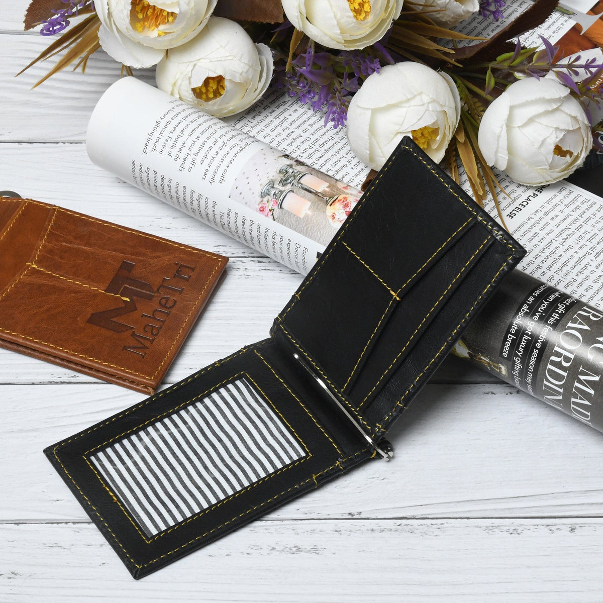 Finley Money Clipper- Black by Classy Leather Bags