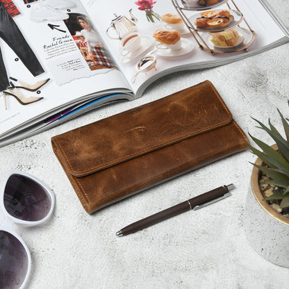 Ellison Women's Wallet- Tan Brown by Classy Leather Bags
