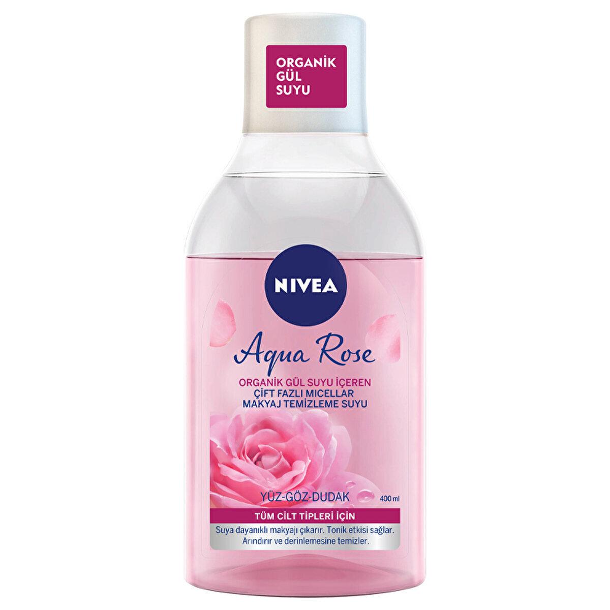 NIVEA Aqua Rose Micellar Makeup Remover - Gentle & Effective Dual-Phase Formula (13.53 fl oz) by Beauty Care Bag