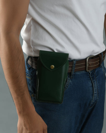 Mobile Holster Case- Green by Classy Leather Bags