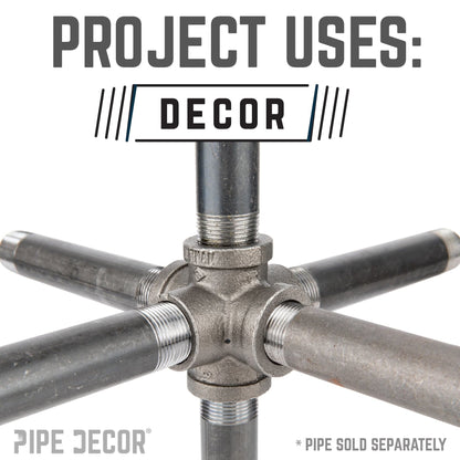 PIPE DECOR 3/8 in. black iron 6-way pipe fitting, view 6