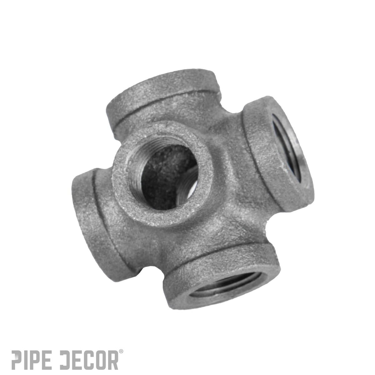 PIPE DECOR 3/8 in. black iron 6-way pipe fitting, view 7