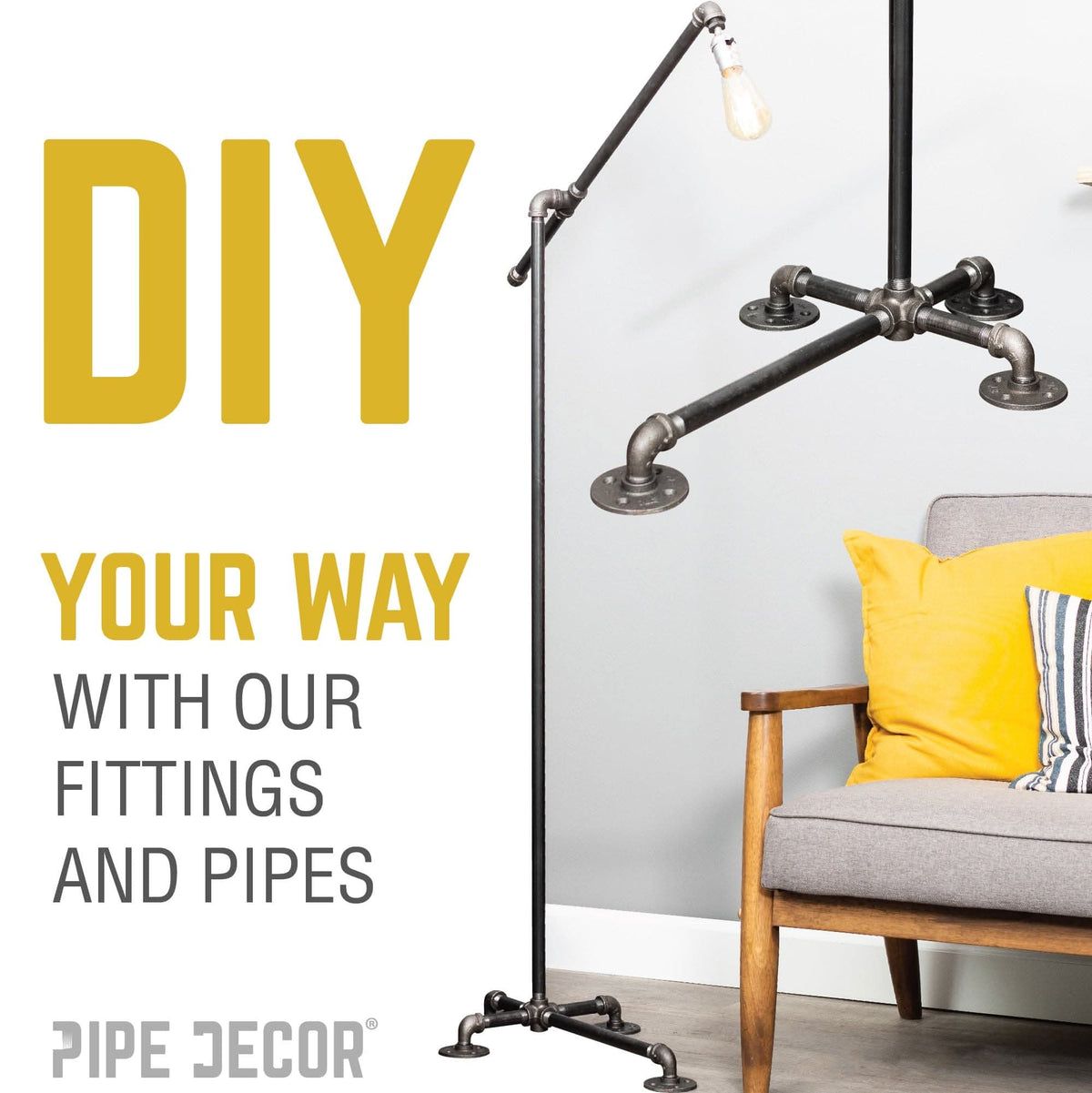 PIPE DECOR 3/8 in. black iron 6-way pipe fitting, view 8