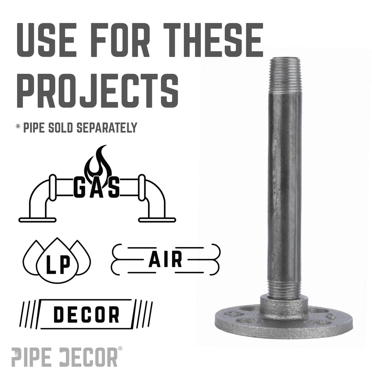 PIPE DECOR 1-1/4 in. black iron floor flange pipe fitting