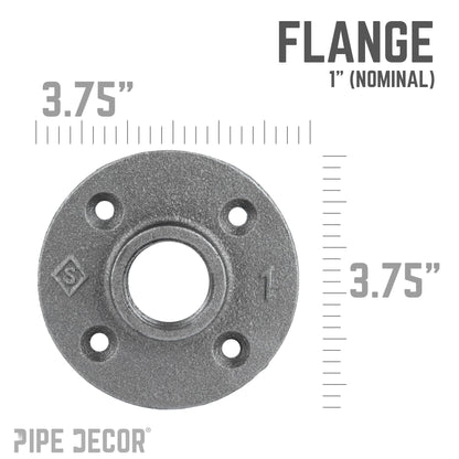 PIPE DECOR 1 in. black iron floor flange pipe fitting, view 2