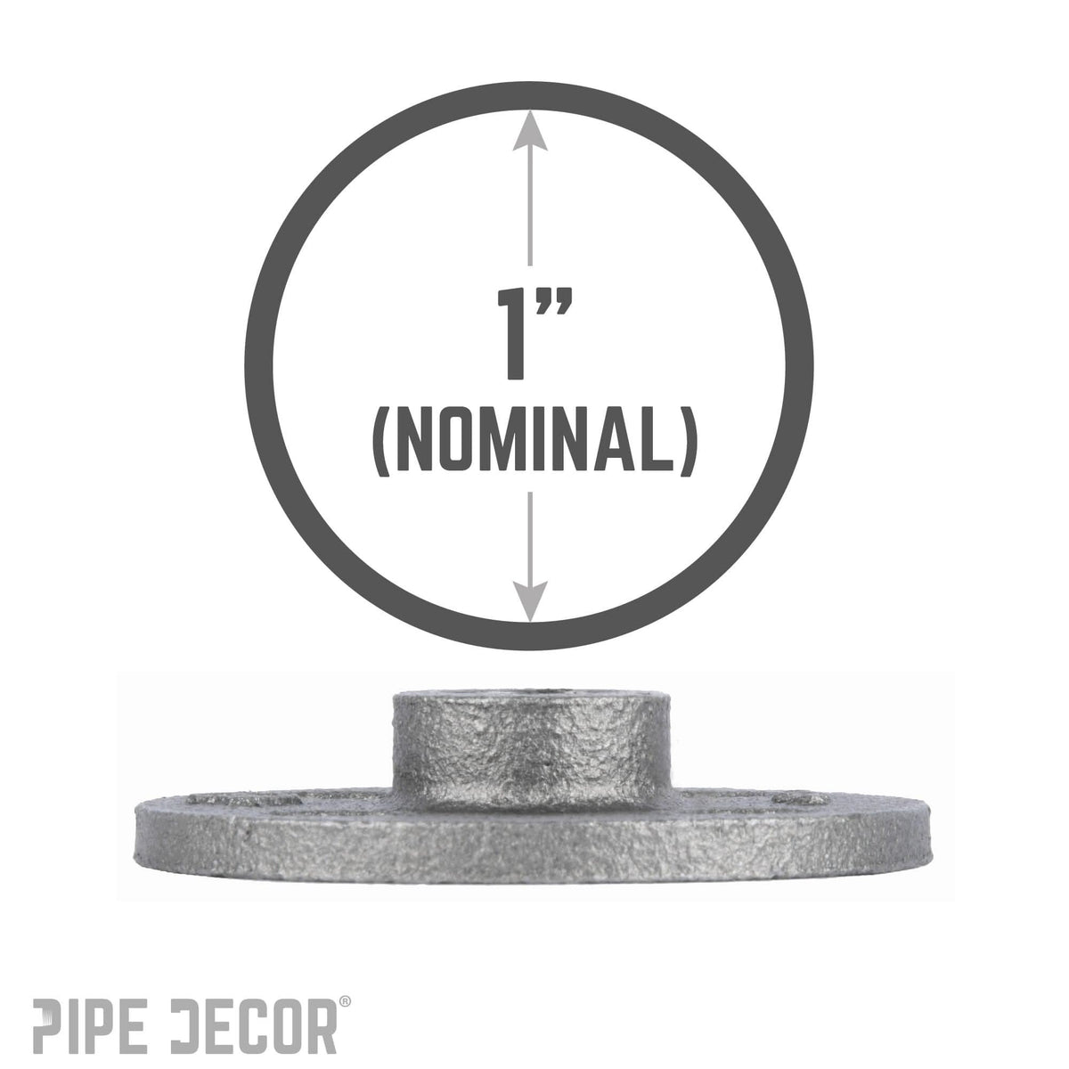 PIPE DECOR 1 in. black iron floor flange pipe fitting, view 3