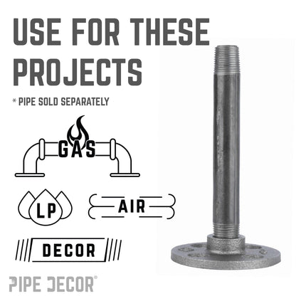 PIPE DECOR 1 in. black iron floor flange pipe fitting, view 5