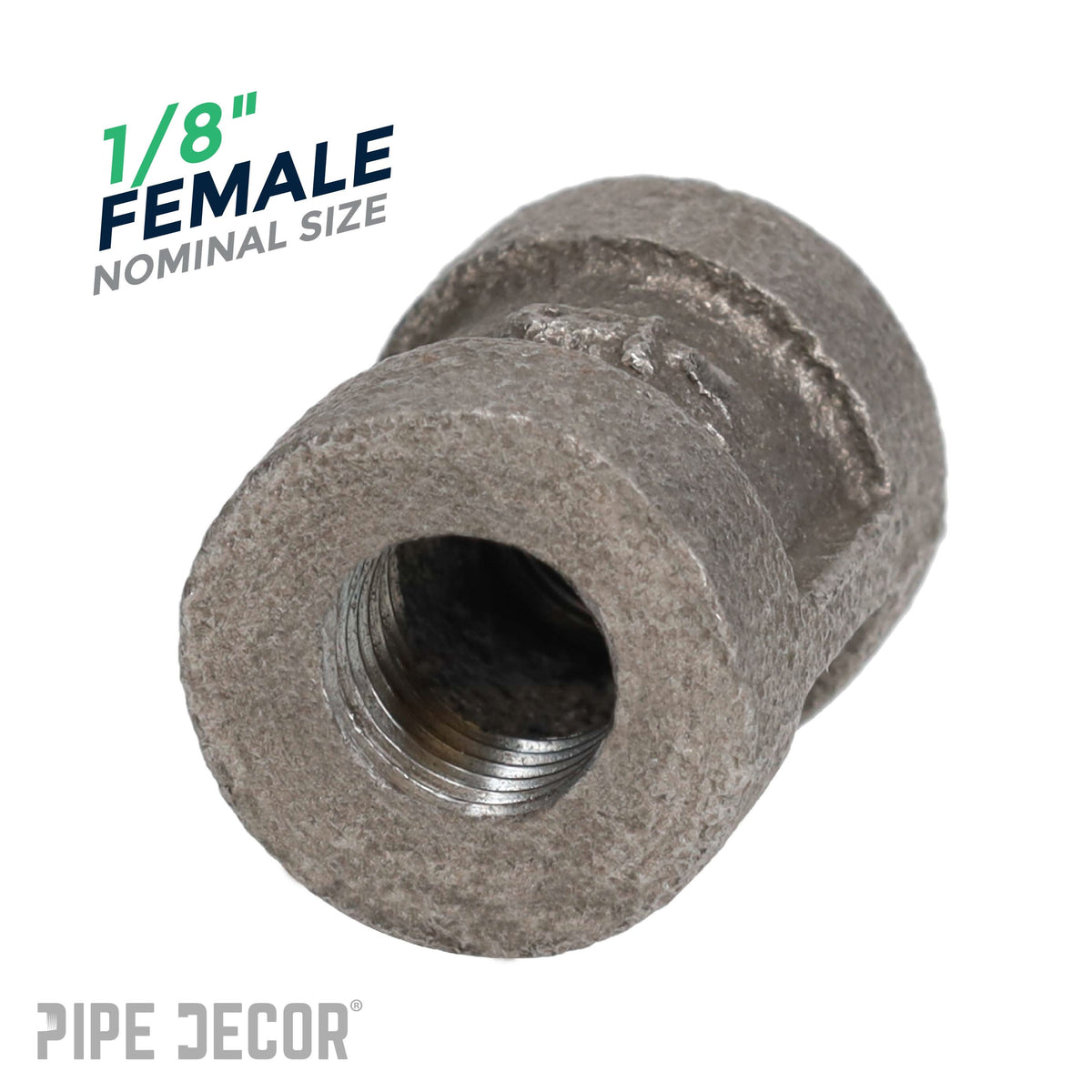 PIPE DECOR 1/8 in. black iron coupling pipe fitting, view 3