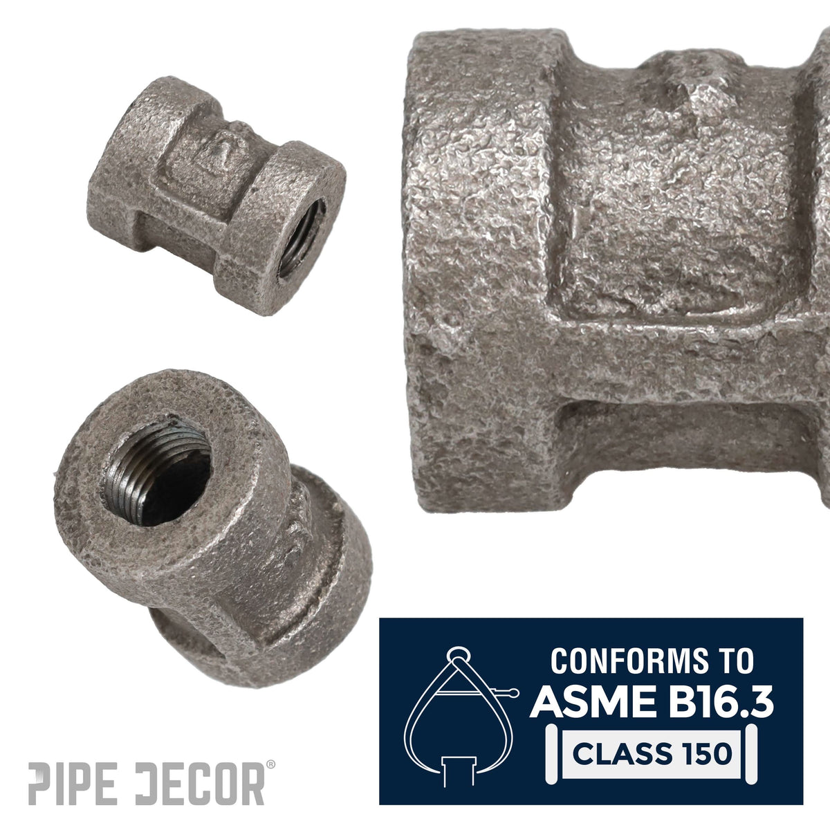 PIPE DECOR 1/8 in. black iron coupling pipe fitting, view 4