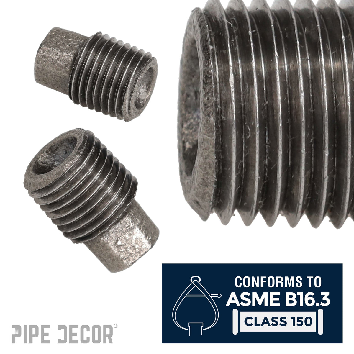 PIPE DECOR 1/8 in. black iron plug pipe fitting, view 4
