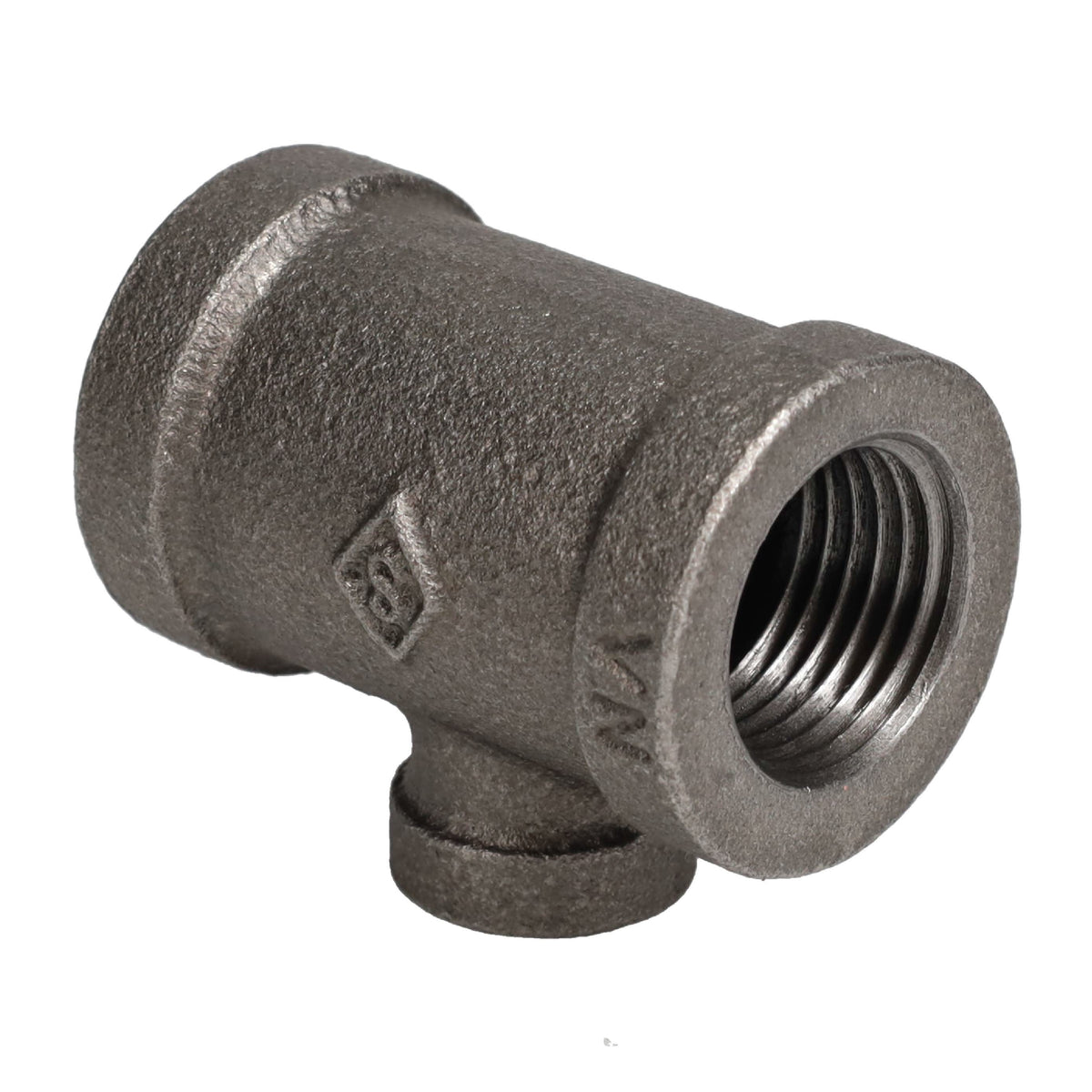 PIPE DECOR 1/2 in. x 1/2 in. x 1/4 in. black iron reducing tee pipe fitting