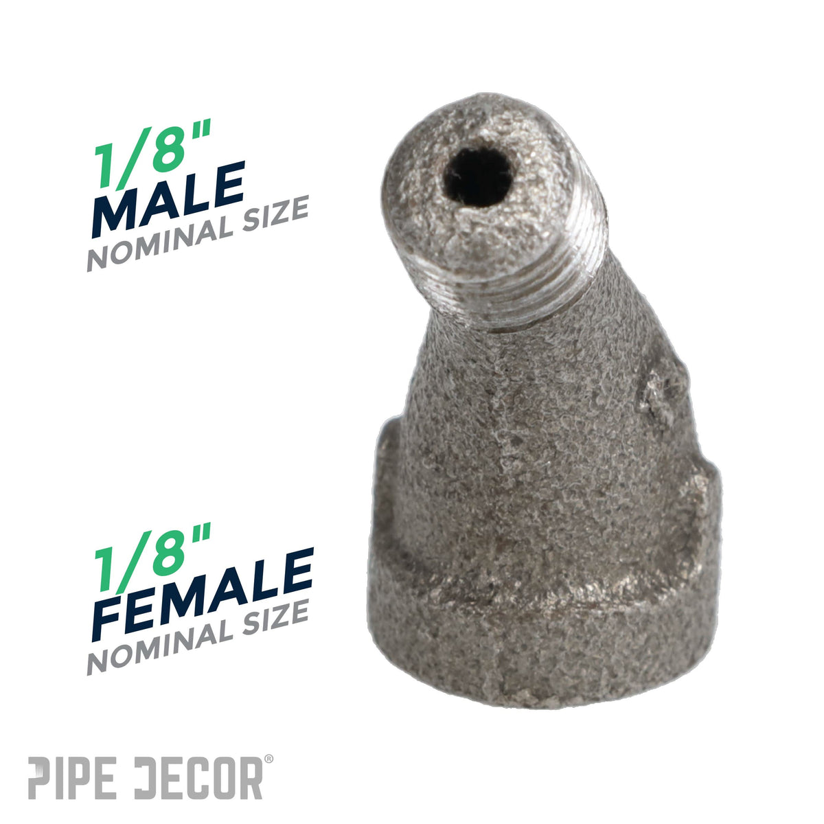 PIPE DECOR 1/8 in. black iron 45 degree street elbow pipe fitting, view 3